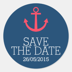 Pink anchor save the date stickers
