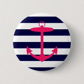 Pink Anchor Silhouette 2 Inch Round Button