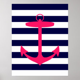 Pink Anchor Silhouette Poster