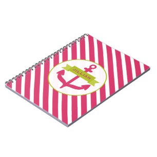 Pink Anchor & Stripes Notebook