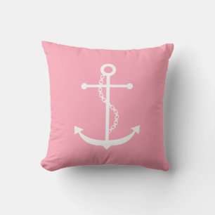 Pink Anchor Throw Pillow