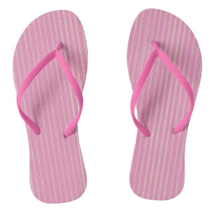 Pink and almost white vertical stripes flip flops
