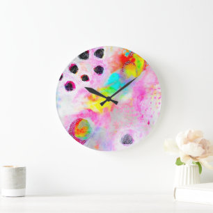 Pink and Aqua Abstract Large Clock