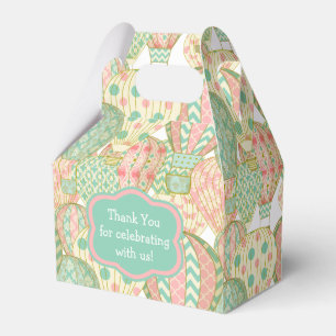 Pink and Aqua Blue Hot Air Balloons Pattern Favor Box