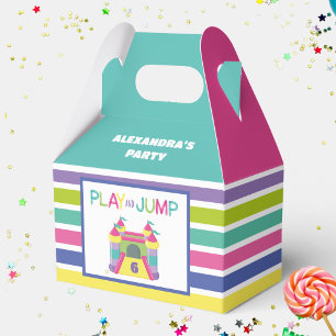 Pink and aqua Bounce house Favor Box