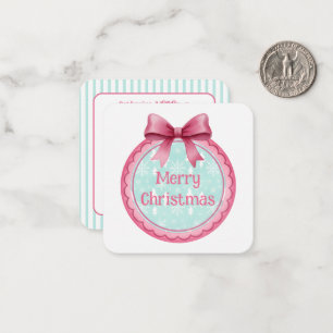 Pink and Aqua Christmas Ornament Card