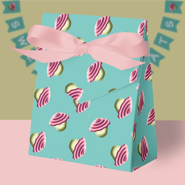 Pink And Aqua Cupcakes Pattern Favor Box (Creator Uploaded)