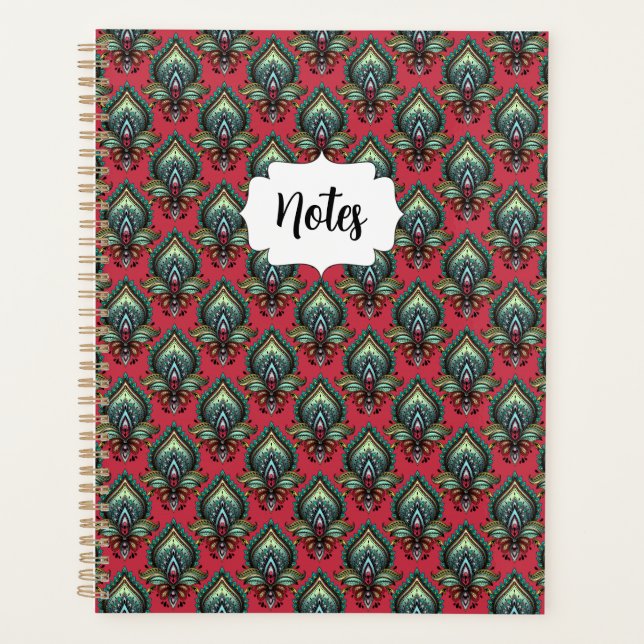 Pink and Aqua Fancy Pattern Boho Planner (Front)