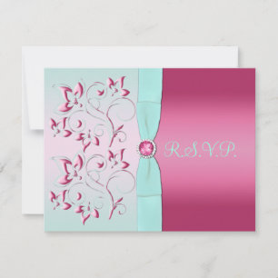 Pink and Aqua Floral RSVP Card