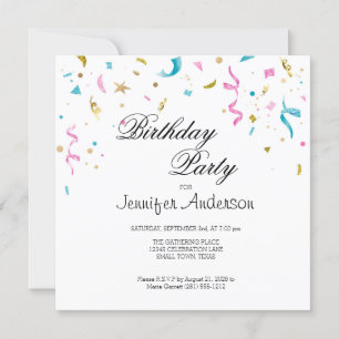 Pink and Aqua Glitter Confetti Invitation