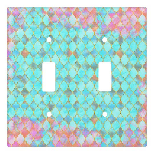 Pink and Aqua Maroccan pattern Light Switch Cover