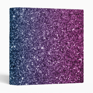 Pink and Aqua Ombre Faux Glitter Binder