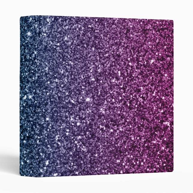 Pink and Aqua Ombre Faux Glitter Binder (Front/Spine)