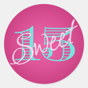 Pink and Aqua Sweet 15 Sticker