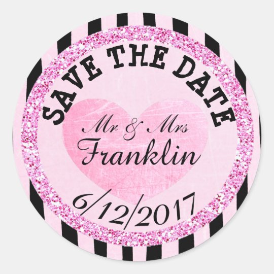 Pink and B|lack SAVE THE DATE Wedding Sticker