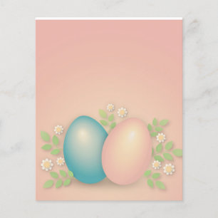 Pink and baby blue easter eggs and spring flowers  flyer