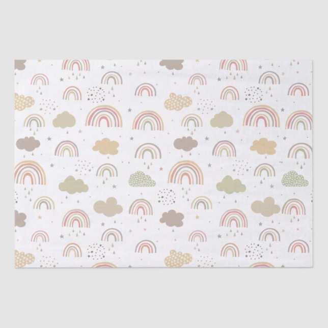 Pink and Beige Rainbow Pattern Tissue Paper (Front)
