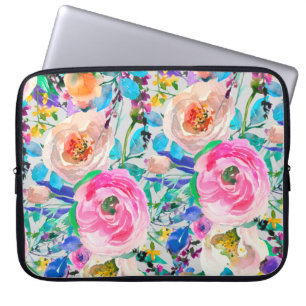 Pink And Beige Roses Laptop Sleeve