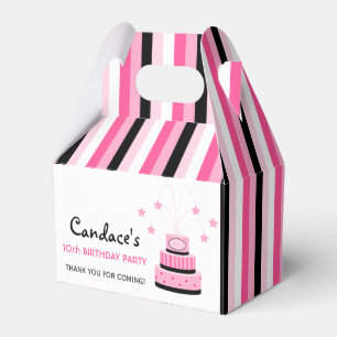 Pink and Black 10th Birthday Cake Party Favour Box
