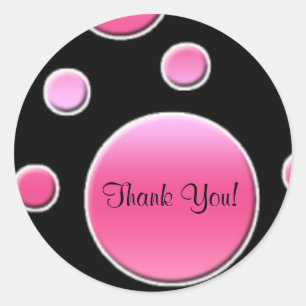 Pink and Black 1.5" Round Thank You Sticker
