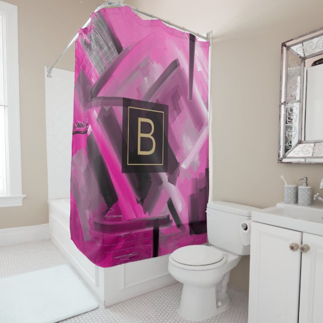 Pink and Black Abstract Art Contemporary Painting (In Situ)