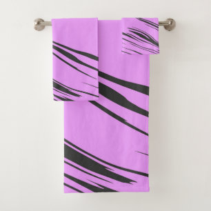 Pink and Black abstract Bath Towel Set