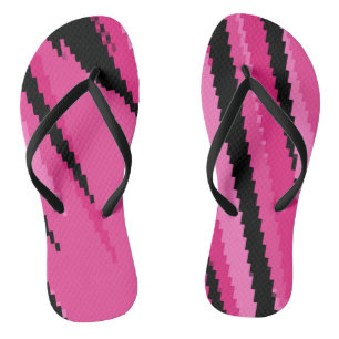 pink and black abstract flip flops