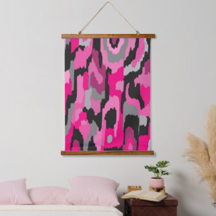 Pink and Black Abstract  Hanging Tapestry
