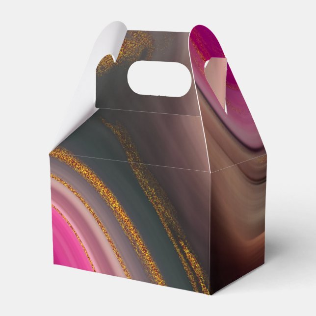 Pink and Black Abstract with Gold Swirls  Favor Box (Front Side)