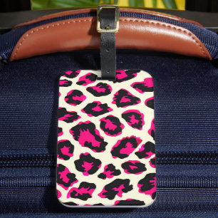 Pink and Black Animal Leopard Print Luggage Tag