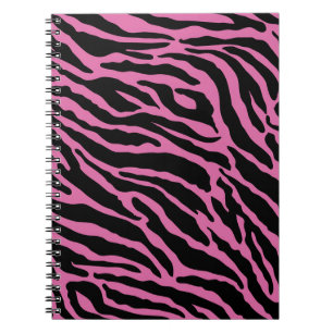 Pink and Black Animal Print Stripes Notebook