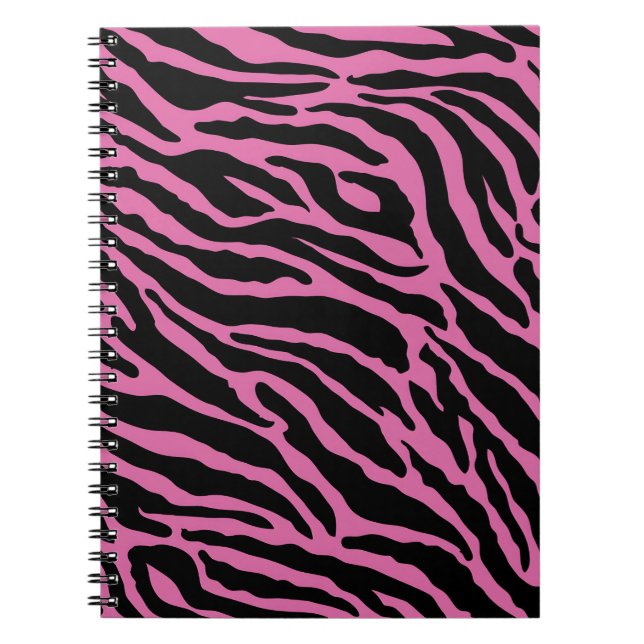 Pink and Black Animal Print Stripes  Notebook (Front)