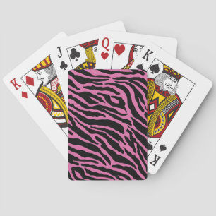 Pink and Black Animal Print Stripes Playing Cards