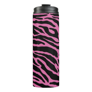 Pink and Black Animal Print Stripes Thermal Tumbler
