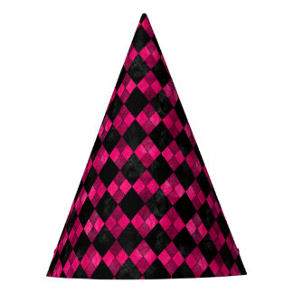 Pink and Black Argyle Birthday Party Hat