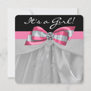 Pink and Black Baby Shower Invitation