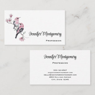 Pink and Black Birds on a Tree Branch Business Card