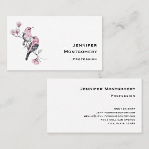 Pink and Black Birds on a Tree Branch Business Card