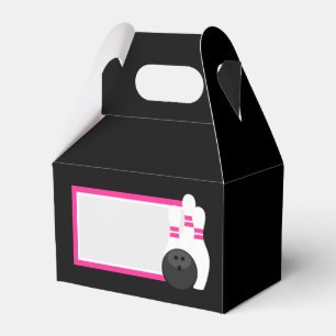 Pink and Black Bowling Favor Boxes