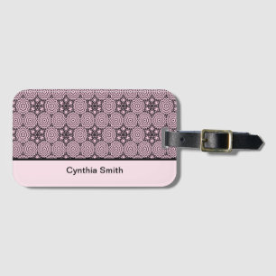 Pink and Black Box Mandala Graphic Design Luggage Tag