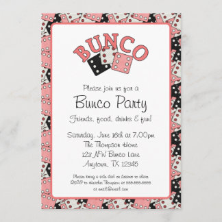 Pink and Black Bunco Party Invitation