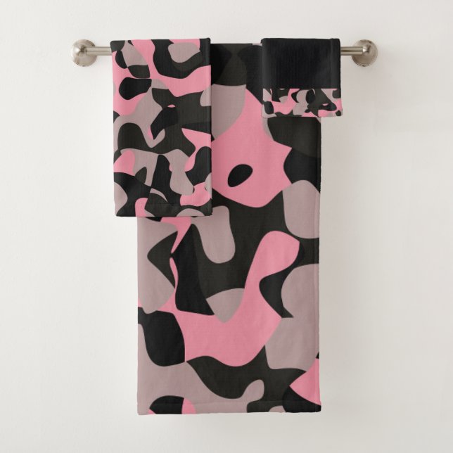 Pink and Black Camo   Bath Towel Set (Insitu)