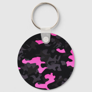 Pink and Black Camouflage Keychain