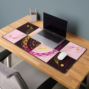 Pink and Black Chequerboard, Mystic Graphic Art Desk Mat