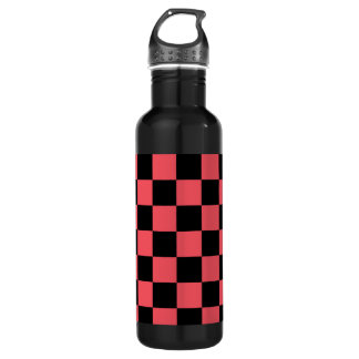 Pink and Black Chequerboard Pattern 710 Ml Water Bottle