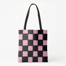 Pink and Black Chequered Tote Bag