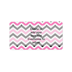 Pink and black chevron pattern label