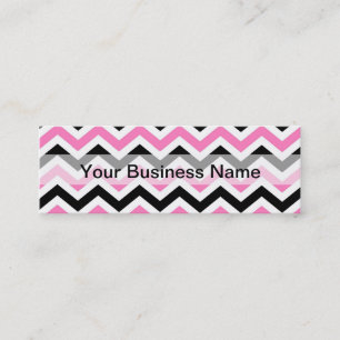 Pink and black chevron pattern mini business card