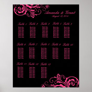 Pink and Black Chic Flourish Seating Chart