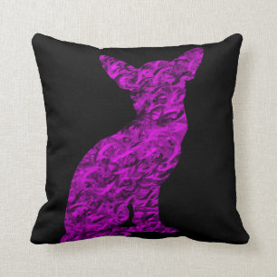 Pink and Black Chihuahua Silhouette Throw Pillow